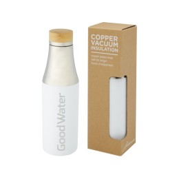 Hulan Бутылка объемом 540 мл с вакуумной изоляцией из меди и бамбуковой крышкой, белый