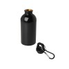Одностенная бутылка для воды с карабином Oregon, изготовленная из нержавеющей стали, сертифицированной по стандарту RCS, объемом 400 мл - сплошной черный