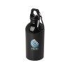 Одностенная бутылка для воды с карабином Oregon, изготовленная из нержавеющей стали, сертифицированной по стандарту RCS, объемом 400 мл - сплошной черный