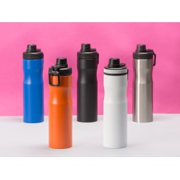 Бутылка для воды «Supply» Waterline, нерж сталь, 850 мл, белый/черный