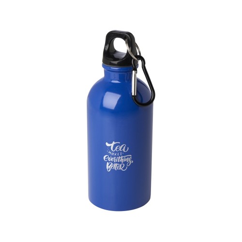 Одностенная бутылка для воды с карабином Oregon, изготовленная из нержавеющей стали, сертифицированной по стандарту RCS, объемом 400 мл - Ярко-синий