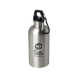 Одностенная бутылка для воды с карабином Oregon, изготовленная из нержавеющей стали, сертифицированной по стандарту RCS, объемом 400 мл - Серебряный