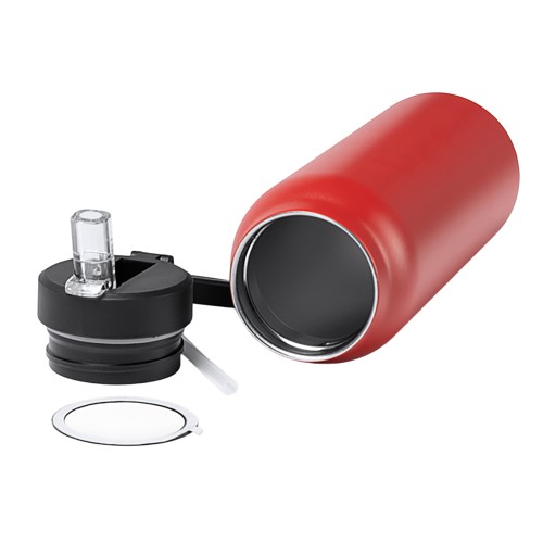 Термобутылка «Хэйду» с двойными стенками и корпусом из переработанной нержавеющей стали, красный