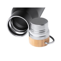 Термобутылка «Мэйер» из нержавеющей стали, с бамбуковой крышкой, серебристый