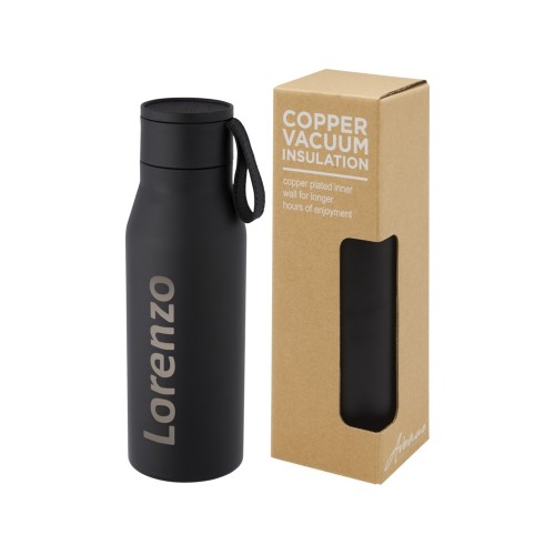 Ljungan Бутылка объемом 500 мл с медной вакуумной изоляцией, ремешком и крышкой, черный