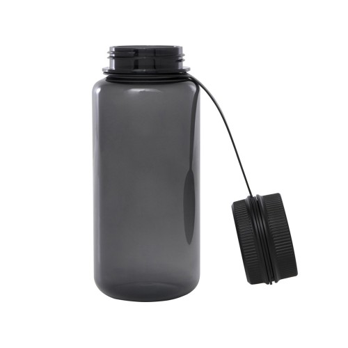 Спортивная бутылка Ryder из переработанного ПЭТ-пластика объемом 900 мл с многофункциональной крышкой, сертифицированная RCS - сплошной черный