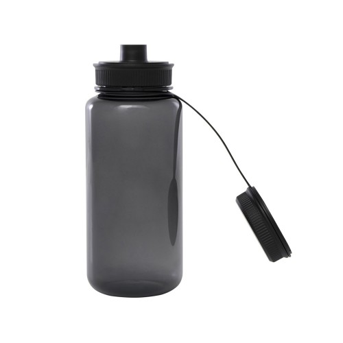 Спортивная бутылка Ryder из переработанного ПЭТ-пластика объемом 900 мл с многофункциональной крышкой, сертифицированная RCS - сплошной черный