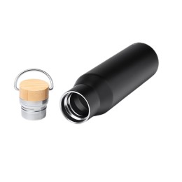 Термобутылка «Мэйер» из нержавеющей стали, с бамбуковой крышкой, серебристый