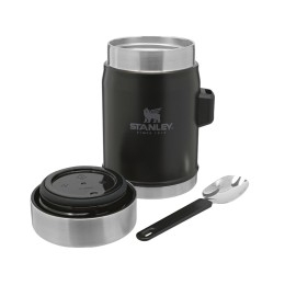 Банка для еды объемом 400 мл с ложкой-вилкой Stanley Legendary - черный матовый