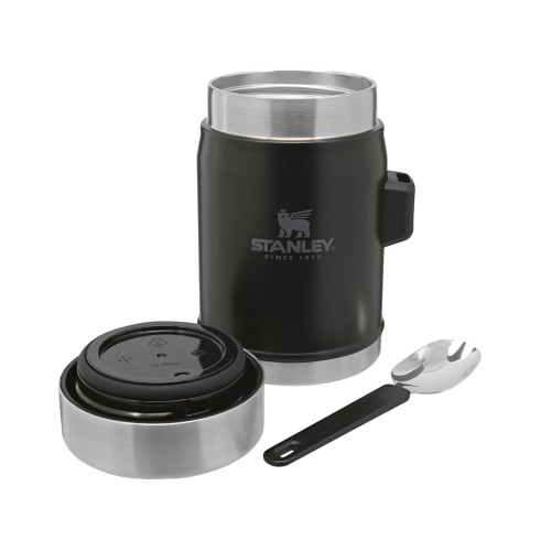 Банка для еды объемом 400 мл с ложкой-вилкой Stanley Legendary - черный матовый