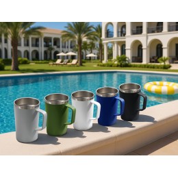 Стальная кружка с двойными стенками и порошковым покрытием "Tibet", хаки