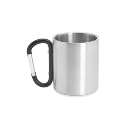 Кружка GUAYA с ручкой карабином, 230 мл, серебристый/черный