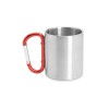 Кружка GUAYA с ручкой карабином, 230 мл, серебристый/красный