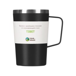 Стальная кружка с двойными стенками и порошковым покрытием "Tibet", черный