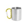 Кружка GUAYA с ручкой карабином, 230 мл, серебристый/желтый