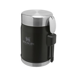 Банка для еды объемом 400 мл с ложкой-вилкой Stanley Legendary - черный матовый