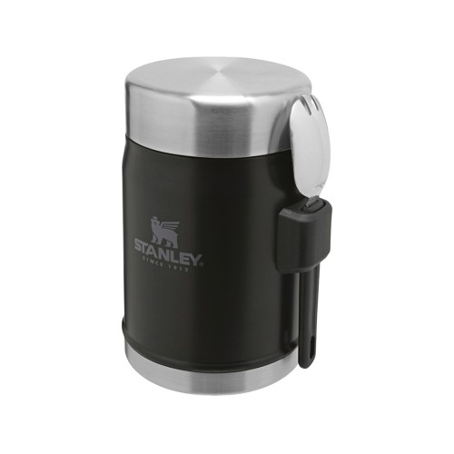 Банка для еды объемом 400 мл с ложкой-вилкой Stanley Legendary - черный матовый