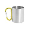Кружка GUAYA с ручкой карабином, 230 мл, серебристый/желтый