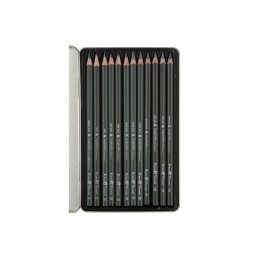 Набор чернографитовых карандашей  "Sketch & Art" ,12 шт. b-14b,  металлическая коробка с ложементом