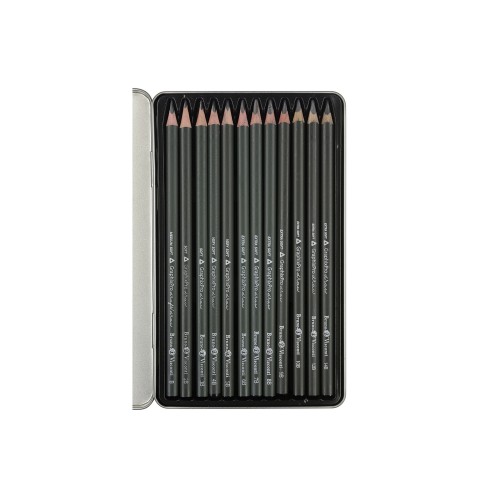 Набор чернографитовых карандашей  "Sketch & Art" ,12 шт. b-14b,  металлическая коробка с ложементом