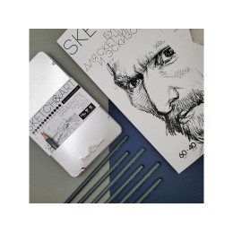 Набор чернографитовых карандашей  "Sketch & Art" ,12 шт. b-14b,  металлическая коробка с ложементом