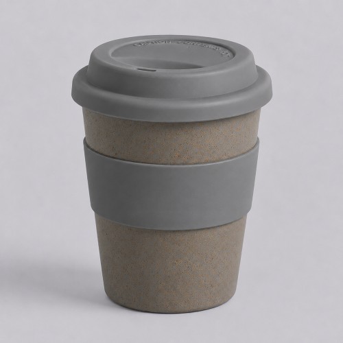 Стакан с силиконовой крышкой "Cafe", серый