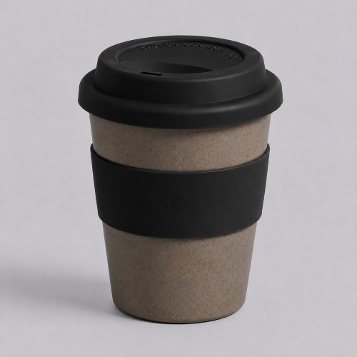 Стакан с силиконовой крышкой "Cafe", черный