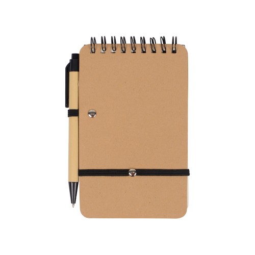 Набор канцелярский с блокнотом и ручкой "Масаи", 70 л. нелинованных, черный