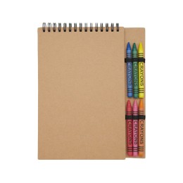 Doodle блокнот формата А5 с мягкой обложкой на спирали и набор мелков - Натуральный