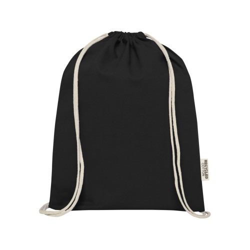 Oregon сумка-кисет из переработанного хлопка, сертифицированного согласно GRS, плотностью 140 г/м² - сплошной черный