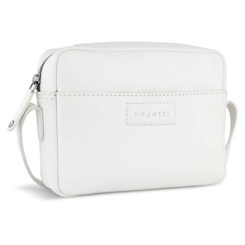 Сумка кросс-боди женская BUGATTI ЭЛЬЗА | ELSA, белая, воловья кожа/полиэстер, 19х5,5х14 см