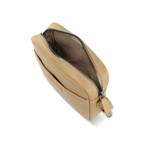 Сумка кросс-боди женская BUGATTI ЭЛЬЗА | ELSA, песочного цвета, воловья кожа/полиэстер, 19х5,5х14 см