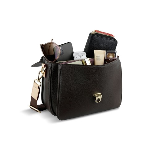 Сумка женская BUGATTI ЭЛЛА | ELLA, тёмно-коричневая, полиуретан, 29х10х22 см