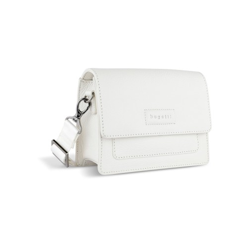 Сумка через плечо женская BUGATTI ЭЛЬЗА | ELSA, белая, воловья кожа/полиэстер, 18,5х8,5х14,5 см