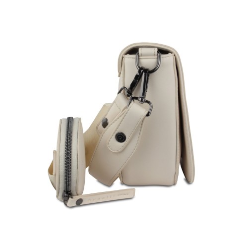 Сумка наплечная женская BUGATTI АЛМАТА | ALMATA, с кошельком, бежевая, полиуретан, 27х6х18,5 см