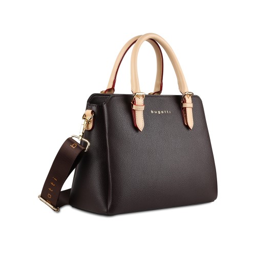 Сумка женская BUGATTI ЭЛЛА | ELLA, тёмно-коричневая, полиуретан, 30х12х23 см
