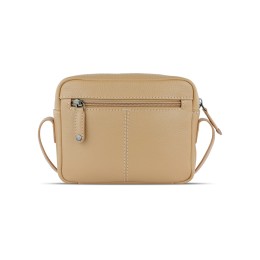 Сумка кросс-боди женская BUGATTI ЭЛЬЗА | ELSA, песочного цвета, воловья кожа/полиэстер, 19х5,5х14 см
