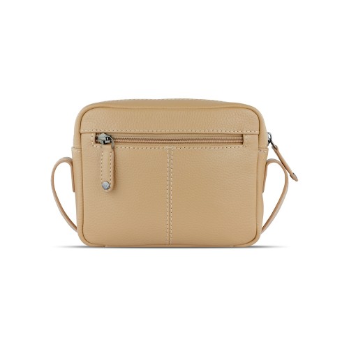 Сумка кросс-боди женская BUGATTI ЭЛЬЗА | ELSA, песочного цвета, воловья кожа/полиэстер, 19х5,5х14 см