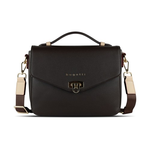 Сумка женская BUGATTI ЭЛЛА | ELLA, тёмно-коричневая, полиуретан, 29х10х22 см