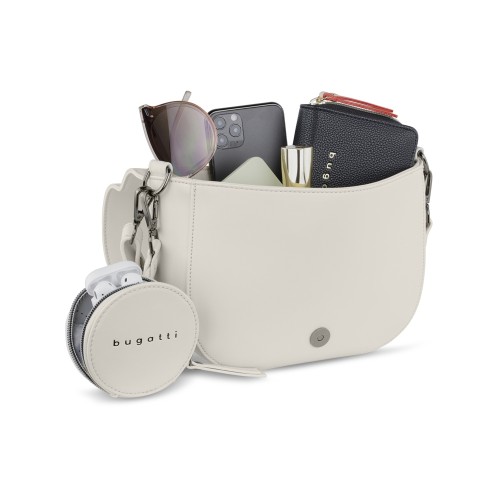 Сумка наплечная женская BUGATTI АЛМАТА | ALMATA, с кошельком, бежевая, полиуретан, 27х6х18,5 см