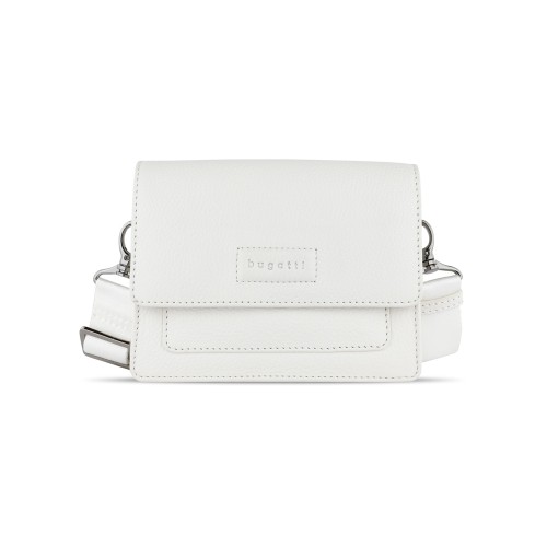 Сумка через плечо женская BUGATTI ЭЛЬЗА | ELSA, белая, воловья кожа/полиэстер, 18,5х8,5х14,5 см