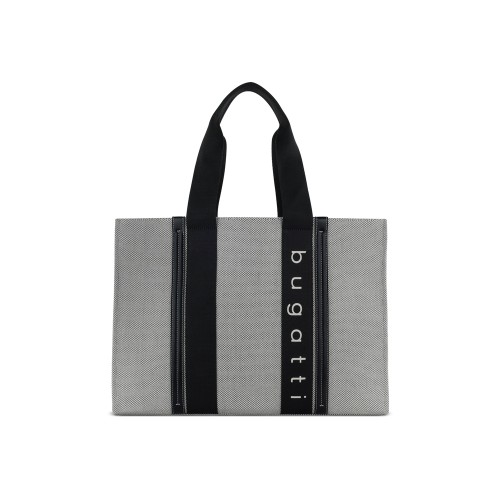 Сумка-тоут женская BUGATTI АМБРА | AMBRA, серо-черный цвет, хлопок/полиэстер, 45х14х32 см