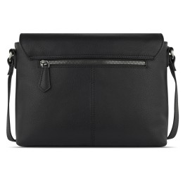 Сумка наплечная женская BUGATTI БЕЛЛА | BELLA, чёрная, воловья кожа/полиэстер, 25х8х20 см