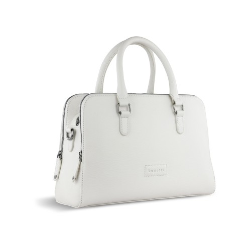 Сумка женская BUGATTI ЭЛЬЗА | ELSA, белая, воловья кожа/полиэстер, 32х13х22 см