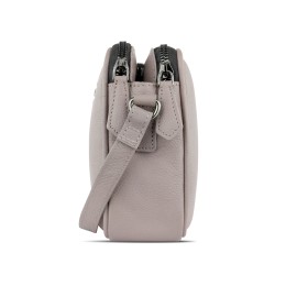 Сумка кросс-боди женская BUGATTI БЕЛЛА | BELLA, бежевая, воловья кожа/полиэстер, 22х6х15,5 см