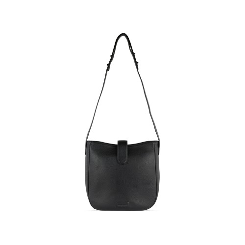 Сумка женская BUGATTI ЭЛЬЗА | ELSA, чёрная, воловья кожа/полиэстер, 29х8х27 см