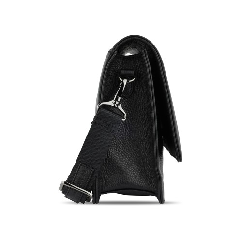 Сумка через плечо женская BUGATTI ЭЛЬЗА | ELSA, чёрная, воловья кожа/полиэстер, 25х8,5х20 см