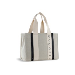 Сумка-тоут женская BUGATTI АМБРА | AMBRA, бежево-черный цвет, хлопок/полиэстер, 36,5х19х27 см