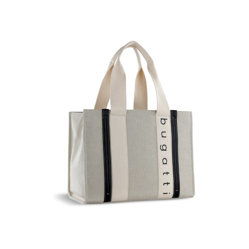 Сумка-тоут женская BUGATTI АМБРА | AMBRA, бежево-черный цвет, хлопок/полиэстер, 36,5х19х27 см