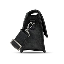 Сумка через плечо женская BUGATTI Elsa, чёрная, воловья кожа/полиэстер, 18,5х8,5х14,5 см